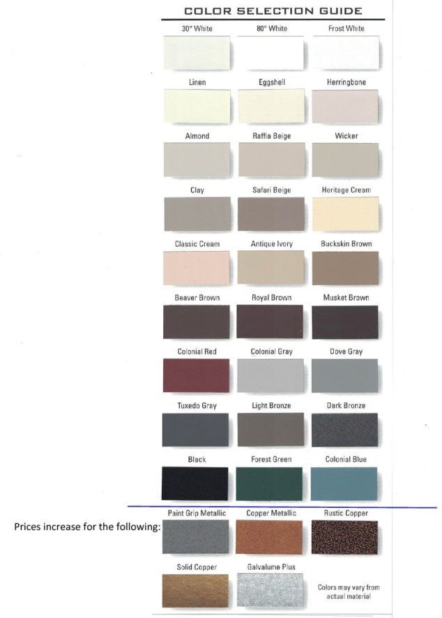 Ideal Roofing Color Chart